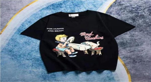 

2021 vintage print pure cotton tshirt for both men women with short sleeves and loose version8616468, White