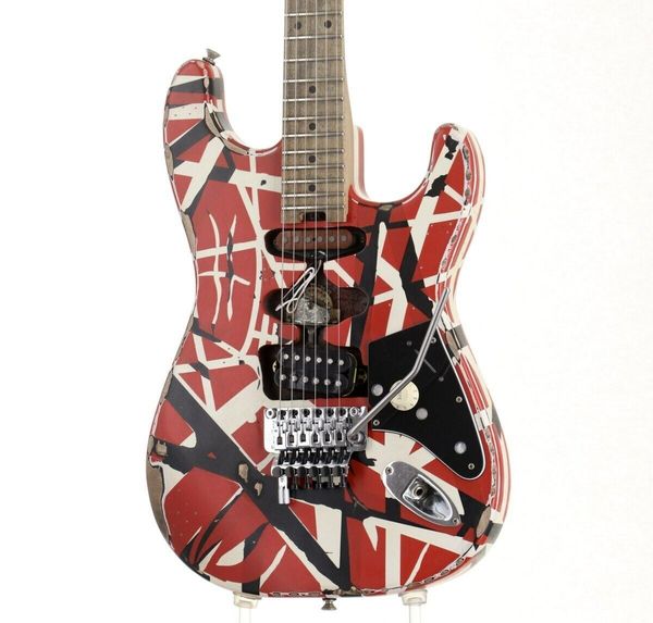 

ev h striped series frankie red black white relic electric guitar