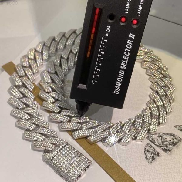 

cuban link chain vvs moissanite diamond zircon custom 925 sterling silver miami iced out hip hop men cuban necklace link chain