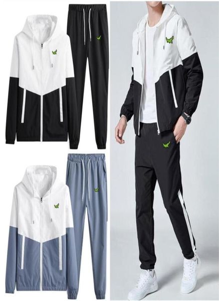 

crocodile french men039s tracksuits tracksuit casual hoodies sets 2022 new embroidery male jacket pants two piece sets streetwe4645578, Gray