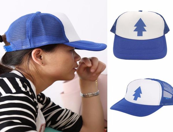 

baseball sport hat women men curved bill blue pine tree dipper gravity falls cartoon mesh hat cap trucker 9282 new4800098, Black;white