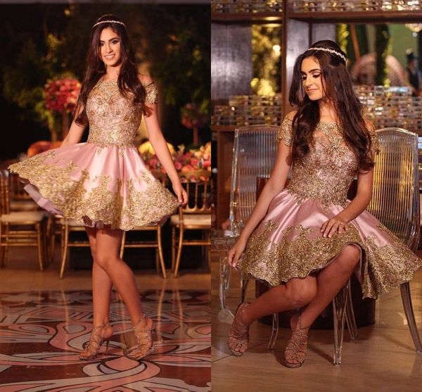 

gorgeous pink lace appliqued aso ebi cocktail short prom dresses off shoulder elegant satin formal party gowns knee length second reception, Black
