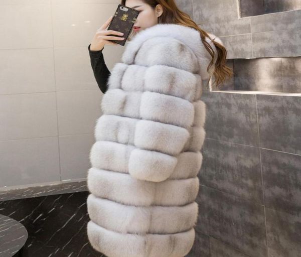 

women039s fur coat 2019 winter warm thick faux fur long coat flurry overcoat outerwear lady vintage hoody jacket plus size2369261, Black