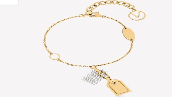 

women designer bracelet gold silver jewelry fashion luxury farandole link double card pendent dimond bracelets for mens wedding 228421496, Black