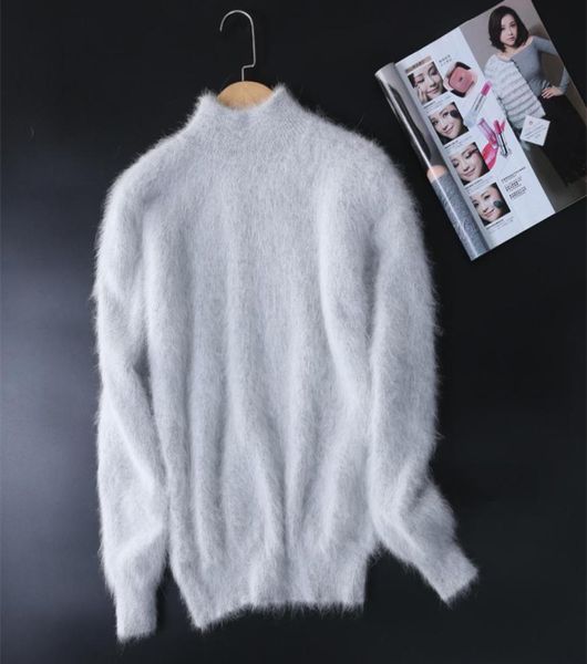 

new genuine mink cashmere sweater women 100 mink cashmere pullovers with turtleneck collar jn4657200309, White;black