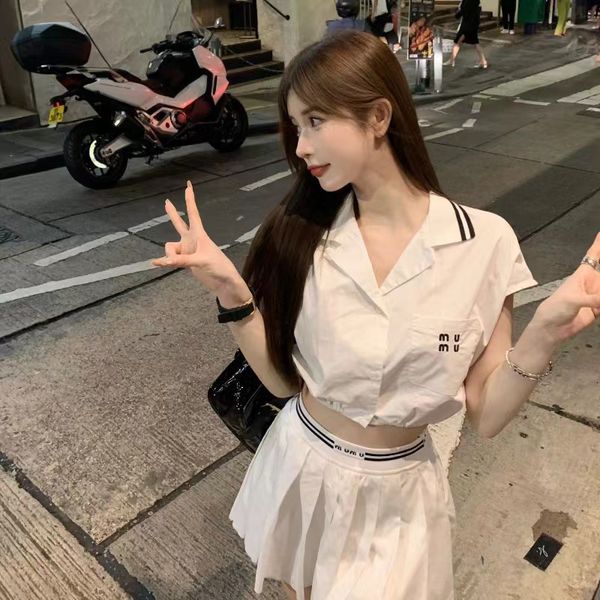 

summer sweet two piece dress sets sleeveless tank crop mini pleated skirt 2 piece dress suit, White