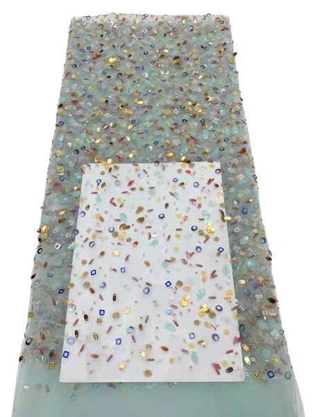 

tulle 5 yards 2023 sequins lace fabric dinner party ne tcloth for african women evening dress net sewing textile clothing nigerian evening g, Black;white