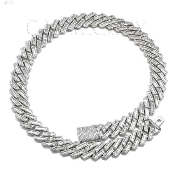 

newstyle hiphop s925 18mm baguette cuban link chain 7-26inches moissanite necklace for rapper party gift, Silver