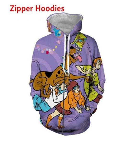 

new fashion men women scooby doo funny 3d printed hoodies coat zipper jacket streetwear hk0992503017071032, Black