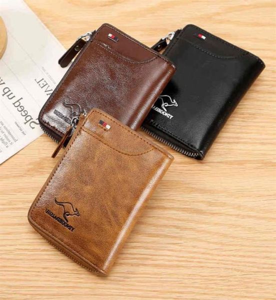 

2021 new kangaroo wallet men039s short soft leather largecapacity card holder multicard pocket men039s wallet312n9163083, Black