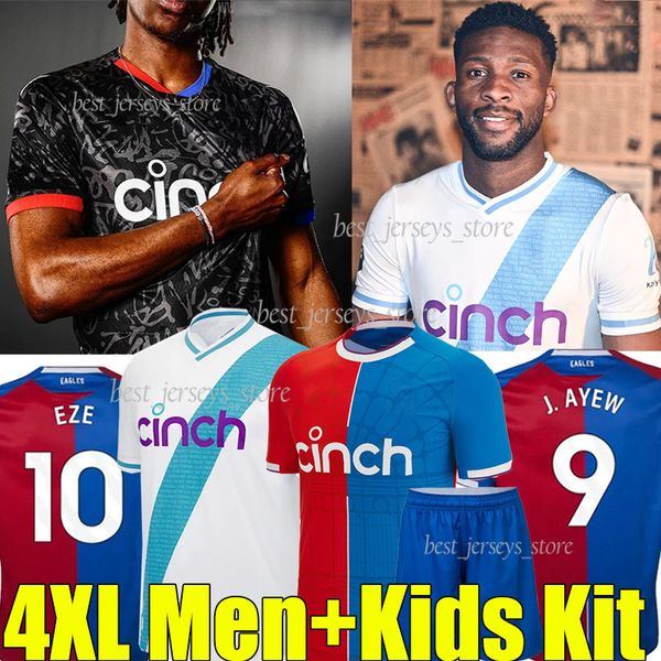

4xl 23/24 crystal eze olise soccer jerseys 2023 2024 palace j.ayew plange mateta riedewald edouard lerma schlupp men kids kit fans player ve, Black;yellow