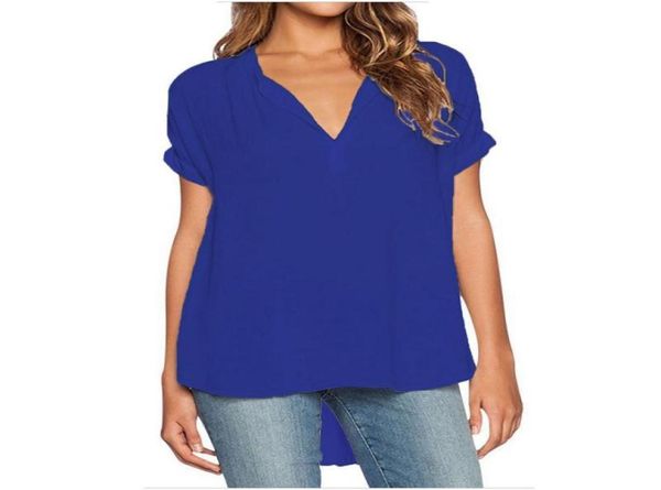 

women039s blouses shirts 5 colors 2021 womens short sleeve chiffon blouse femme front long back summer plus size casual 2912447, White