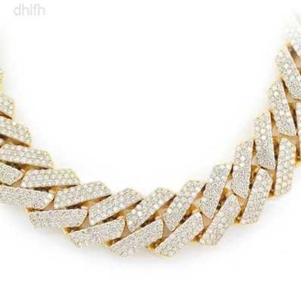 

wholesale mens cuban link necklace hip hop 14k gold chain necklace round moissanite necklace fashion classic jewelry wholesaler, Silver