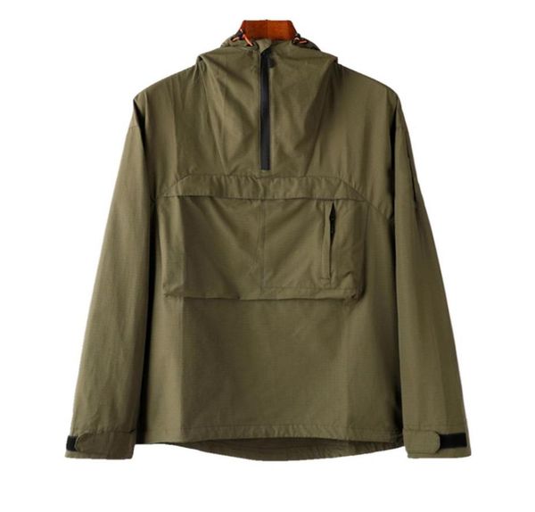 

mens jacket spring autumn coat windrunner hooded half zip pocket jackets sports windbreaker casual zipper coats man outerwear4647608, Black;brown
