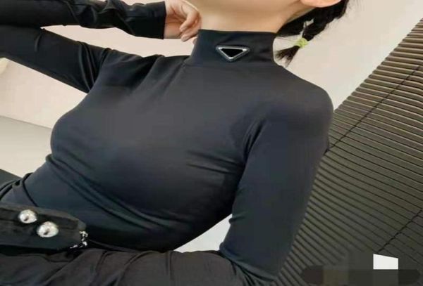 

womens tshirt women blouses shirts high necks long sleeves sweatshirt for lady slim style with budge neck yoga shirt thin materia3531856, White