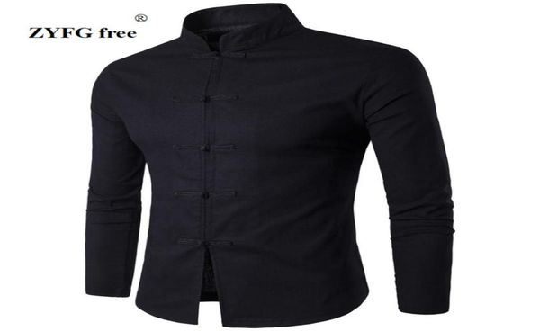 

men039s shirt chinese tradition style 2017 new arrival male solid color mandarin collar business long sleeve casual shirt linen6961924, White;black