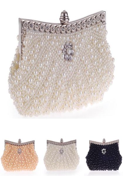 

stunning handmade heavy pearl beaded bridal hand bag lady clutch wedding prom cocktail party evening handbag white black light cha3052269
