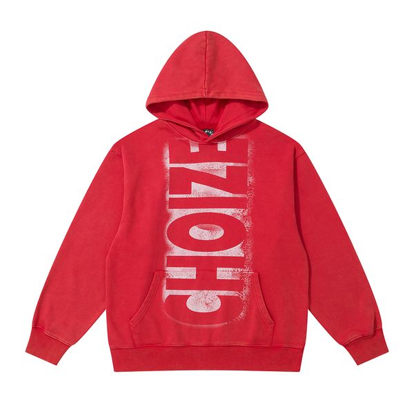 

2023 autumn letter print washed terry hooded hoodies for men and women baggy pullover sweatshirts, Black;brown