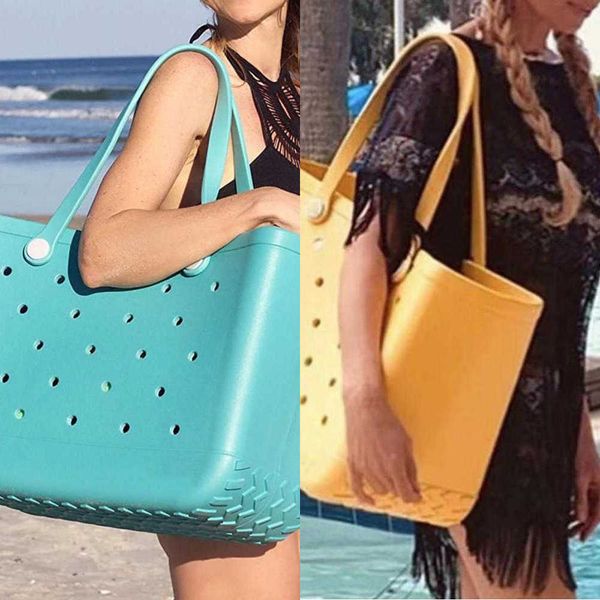 

multi holes storage bag for women handbag waterproof eva shoulder standing picnic beach bag shopping tote