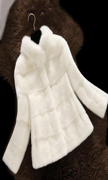 

women039s fur faux arrival women winter short hair coat long sleeve solid color blue white pink plus 2xl ladies outerwear2191676, Black