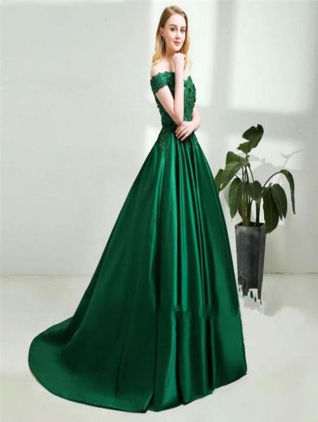 

2018 elegant green lace beads prom dresses lace up off shoulder long evening gowns custom pick ups party dress 97240338337490, Black