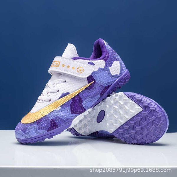 

youth mens soccer shoes comfortable tf ag football boots kids training shoes green purple hook & loop fashion sneakers
