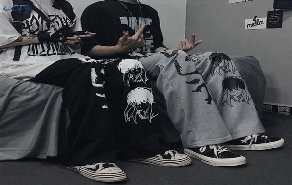 

women039s pants capris alt harajuku woman japanese hip hop wide leg men jogger indie clothes streetwear egirl anime sweatpant6840099, Black;white