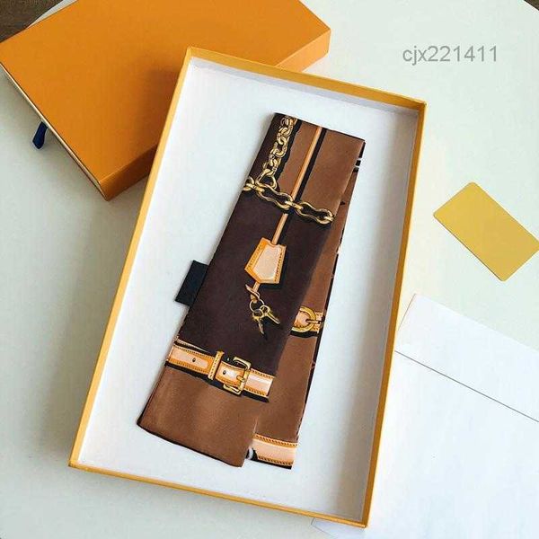 

designer letters print floral silk scarf headband fashion long handle paris shoulder ribbon head vpvp, Blue;gray