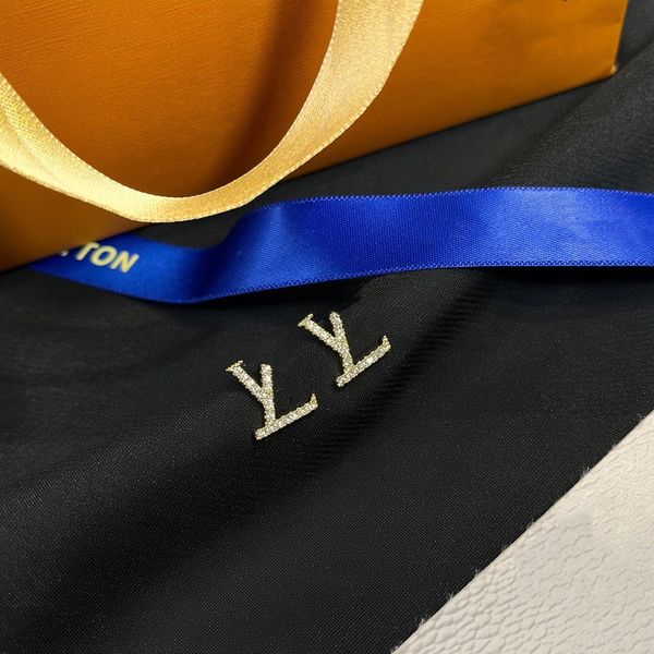 

925 designer stud v earrings for women luxury brand letters cute engagement asymmetrical ear rings earring jewelry, Golden;silver