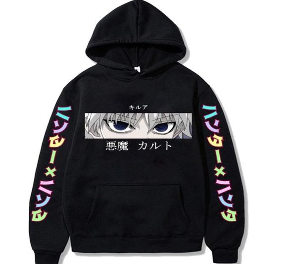 

mens hoodies hunter x hunter men women pullovers hoodies sweatshirts killua zoldyck devil eye print anime hoody streetwear 3551823, Black