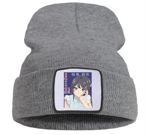 

beanies men039s caps sakurajima mai kawaii anime winter knitted hats for men fashion manga cotton women039s beanie hat balac5125196