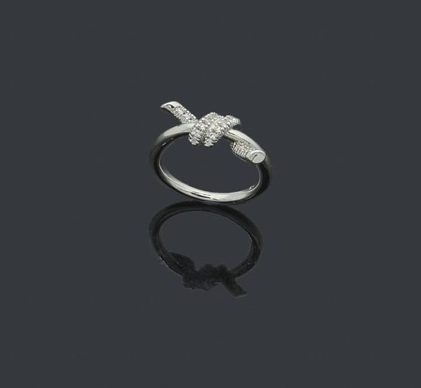 

designer ladies rope knot ring luxury ring with diamonds fashion ring classic jewelry 18k gold plated rose wedding whole adjus1253272, Silver