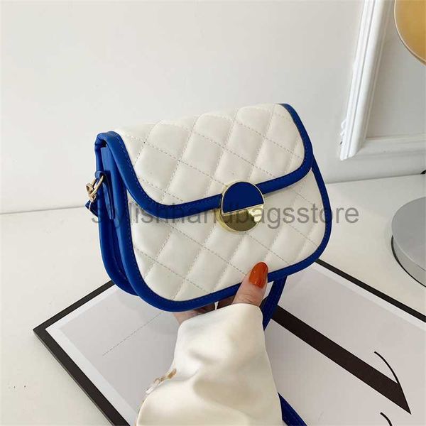 

shoulder popular western style women's summer 2023 korean edition premium contrast saddle embroidered thread diamond checker bagstylish