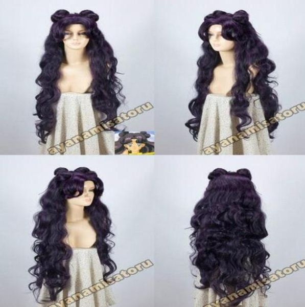 

sailor moon luna new long purple black cosplay party wigs011972124, Black;brown