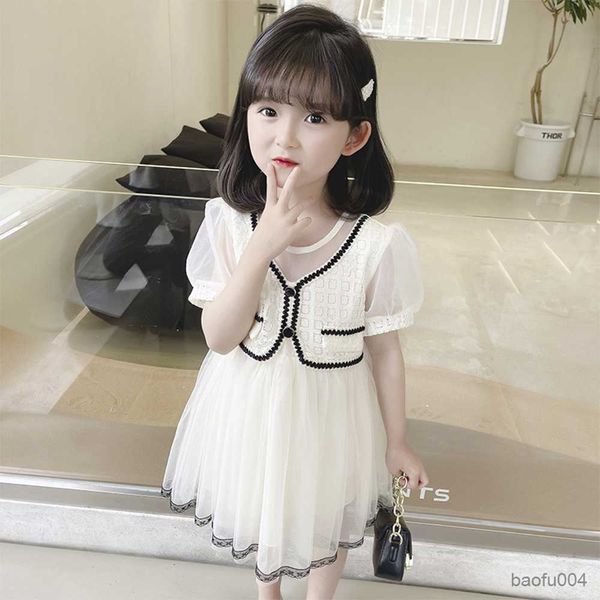 

girl's dresses gaun musim panas anak perempuan gaun pola kotak-kotak gaun kasual anak perempuan kostum balita pakaian anak bayi jaring, Red;yellow