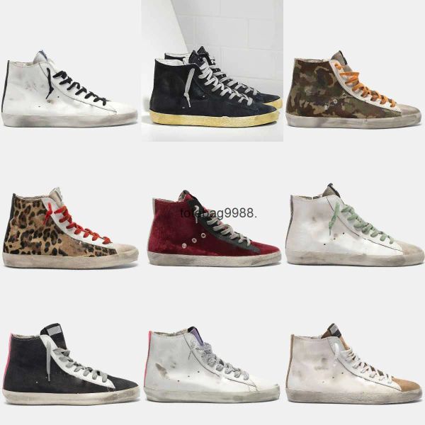 

italy brand gloden francys high sneakers designer man women casual shoes classic white do-old dirty shoe irdjpt, Black