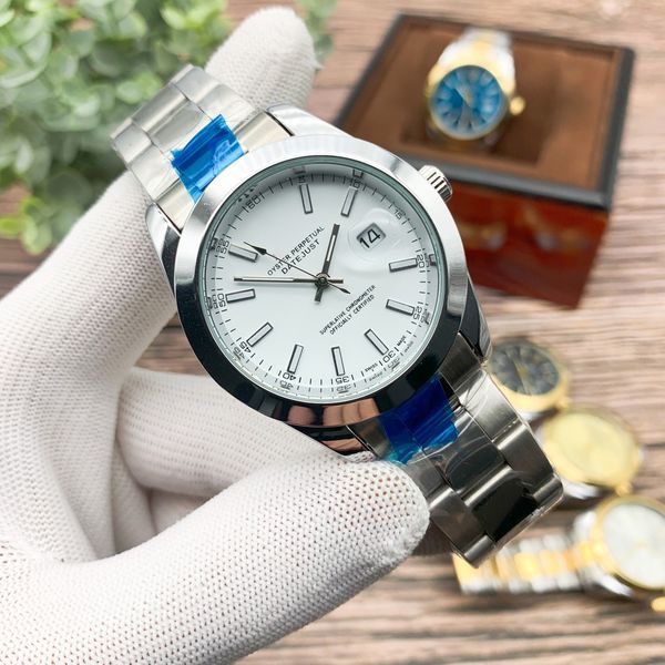 

luxury men's watch automatic quartz leisure watch stainless steel strap 41mm dial waterproof watch birthday gift montres de luxe, Slivery;brown
