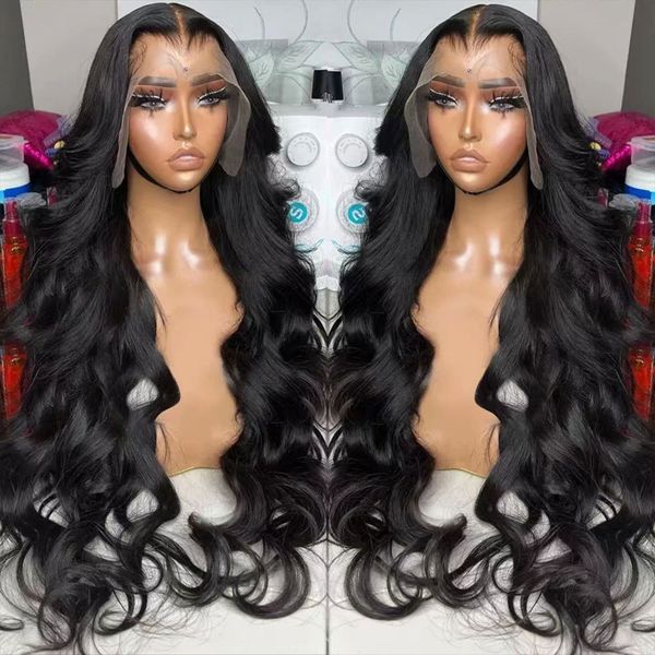 

body wave 13x4 lace frontal human hair wigs 30" 32" 34" lace front wig raw indian remy hair lace front human hair wigs for wo, Black