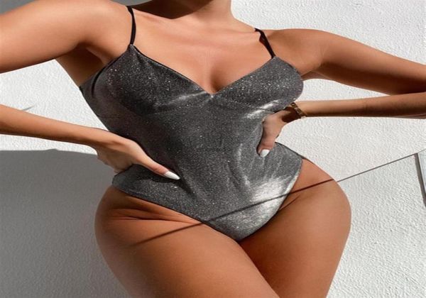 

mix 6 colors swimsuit shiny high cut push up one piece swim wear women swimwear female monokini bather bathing suit lady263g6522991