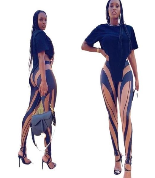 

women039s leggings woman elastic waist legging geometric patchwork step foot casual sl k21pt2893271716, Black