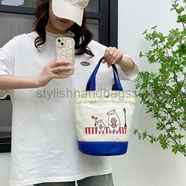 

drawstring korean bucket bag canvas bag 2023 new handbag women's casual and cute bento bag lunch box bag for going outstylishhandbagsst