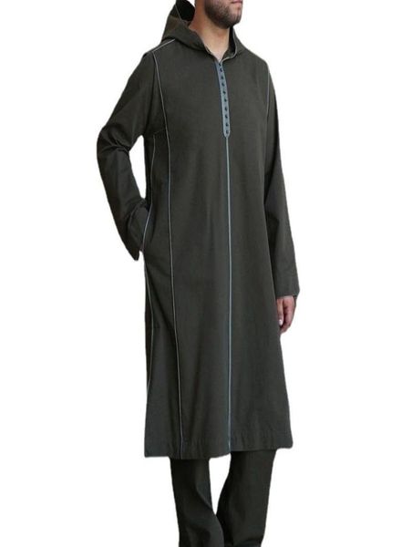 

ethnic clothing traditional black longsleeved hooded african style men039s long shirts casual striped muslim tshirt chilaba m4370132, Red