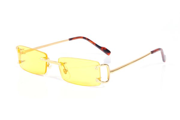 

fashion yellow lens sunglasses designer woman mens sunglass ocean water cut trimmed lens metal curved temples carti sun glasses female uv400, White;black