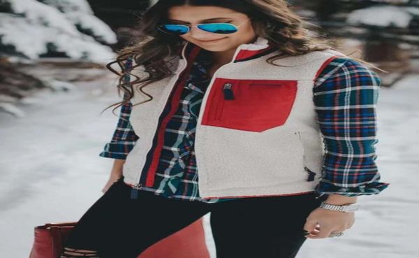 

pataa promotion fashion thick warm classic vest retrox spring autumn winter couple models lamb cashmere fleece men039s women7220699, Black;white