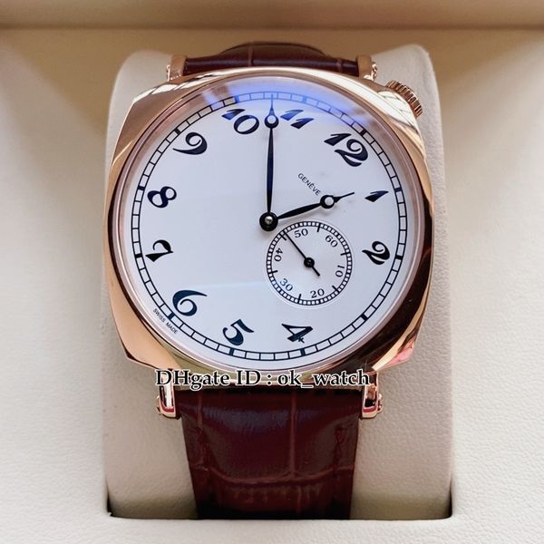 

new historiques 40mm white dial automatic men's watch 82035/000r-9359 rose gold case 40mm gents fashion sport watches brown leather str, Slivery;brown