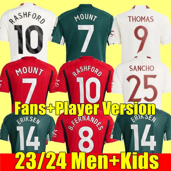 

23 24 sancho soccer jerseys mount bruno fernandes rashford football shirt fans player men kids kit martinez casemiro antony manchesters garn, Black;yellow
