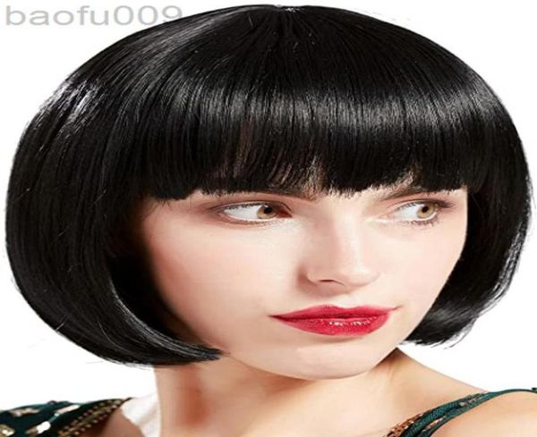 

suq 1920s flapper short wig great gatsby bobo wig black straight wig flapper costume hair wigs accessory l22080931388999146073