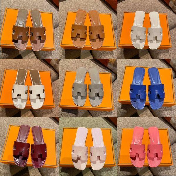 

2023 fashion ladies sandals summer flat shoes women slippers luxury designer leather fashion beach h letter drag 35-42, Black
