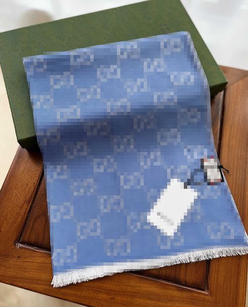 

2023 high end designer style g-letter high-quality denim blue wool scarf shawl 40cm * 180cm 100% wool long scarf, Blue;gray
