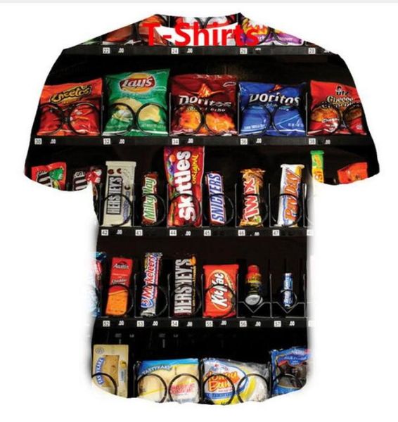 

fashion mens womens summer style vending machine snacks funny 3d print casual tshirt xdx0441684091, White;black